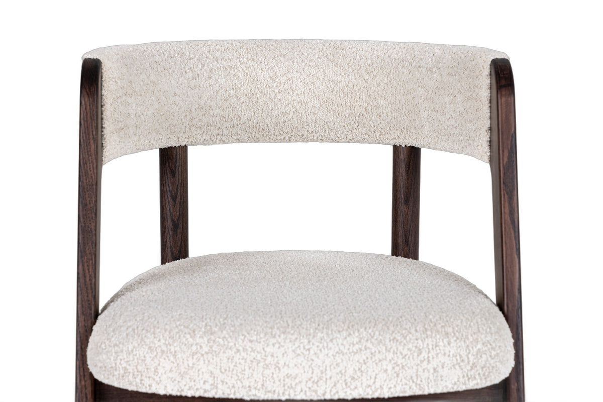 Vegas - Modern Cream Fabric + Walnut Oak Dining Chair (Set of 2)