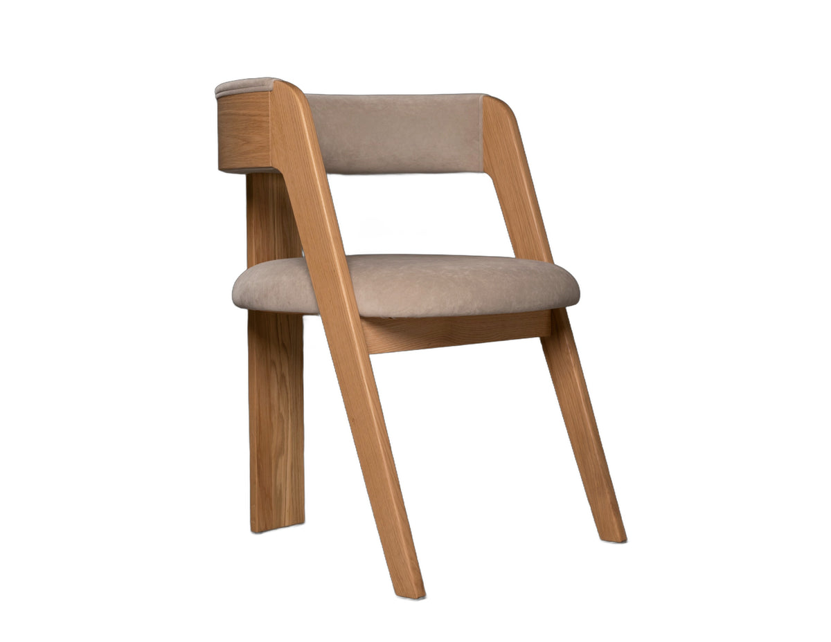 Washington - Modern Cream Velvet + Natural Oak Dining Chair (Set of 2)