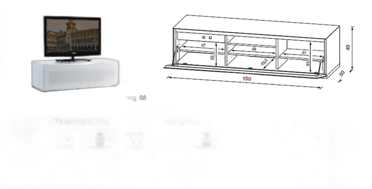MO-USA2 Modena Grey TV Entertainment System Made In Italy