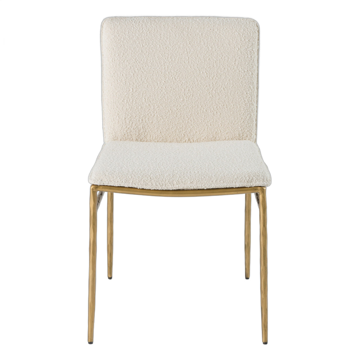 Atlanta - Modern Off-White Fabric & Brass Dining Chair