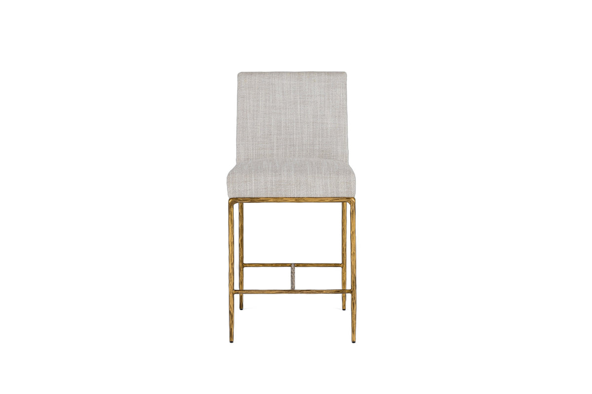 Beasley - Modern Off-White Linen + Brass Counter Chair