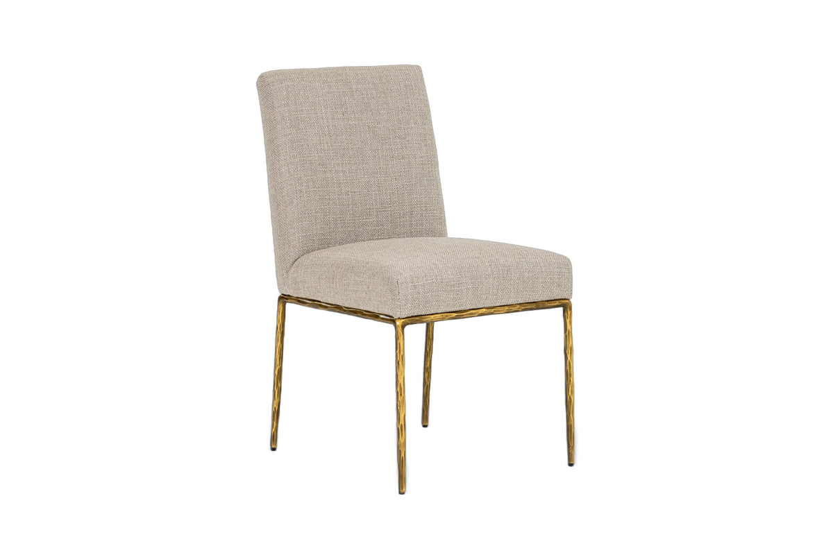 Beasley - Modern Beige Linen + Brass Dining Chair