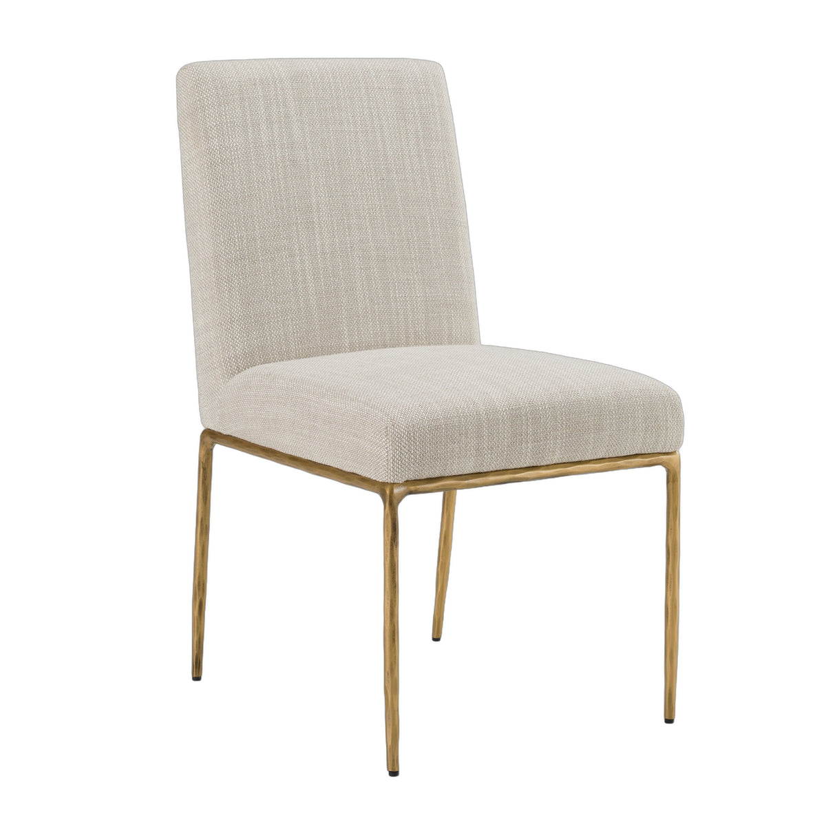 Beasley - Modern Off-White Linen + Brass Dining Chair