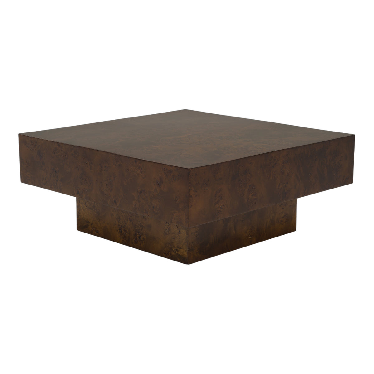 August - Modern Dark Walnut Burl Square Coffee Table
