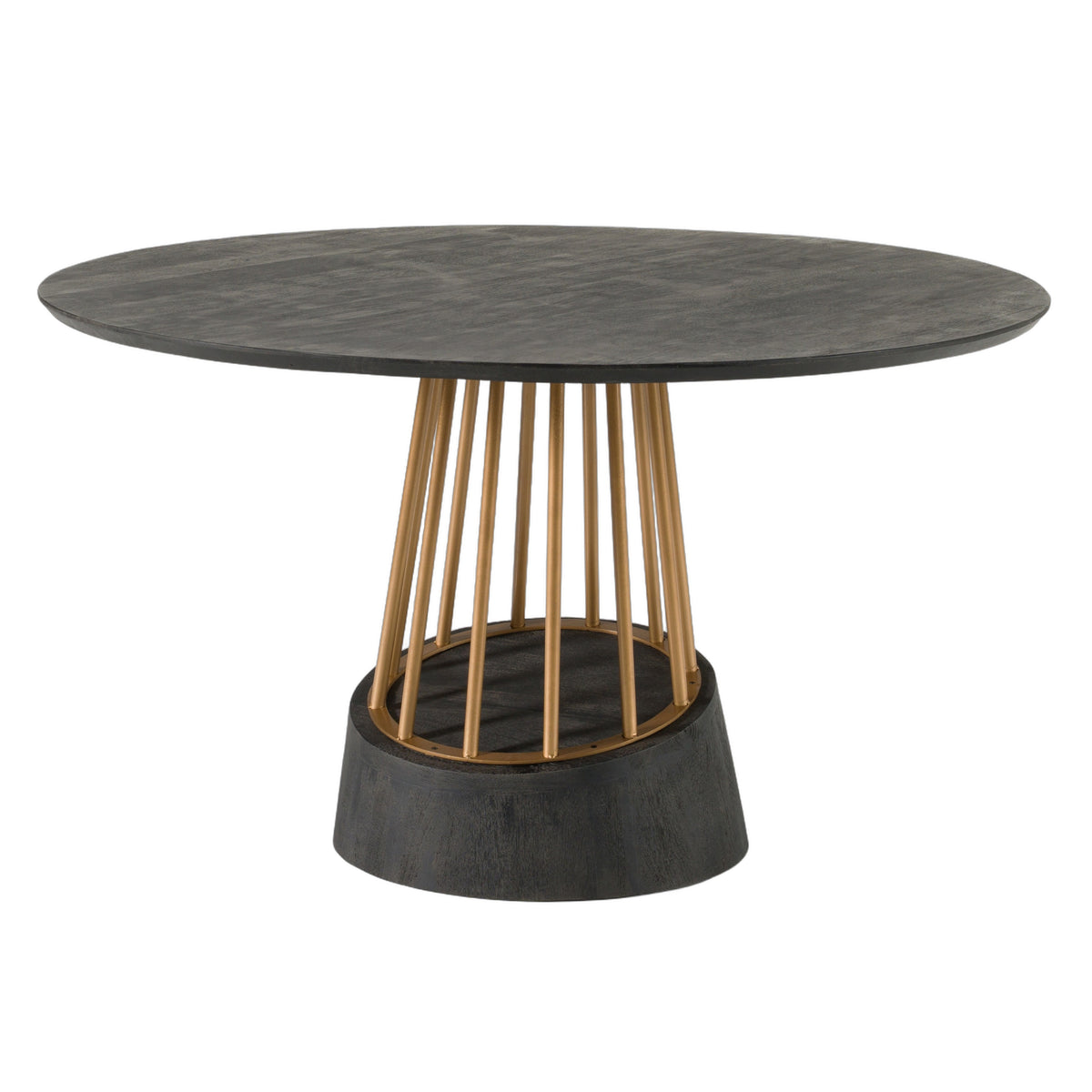 Cotopaxi - Modern Charcoal + Brass Round Dining Table