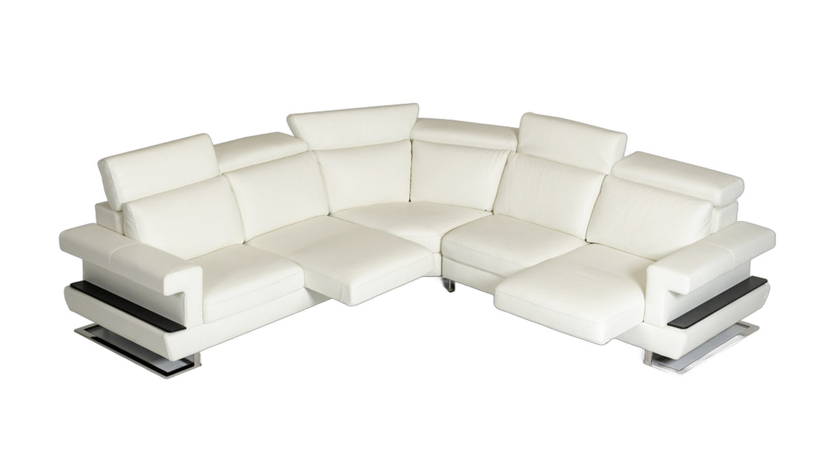 Crosby - Italian Modern White Leather Sectional Sofa