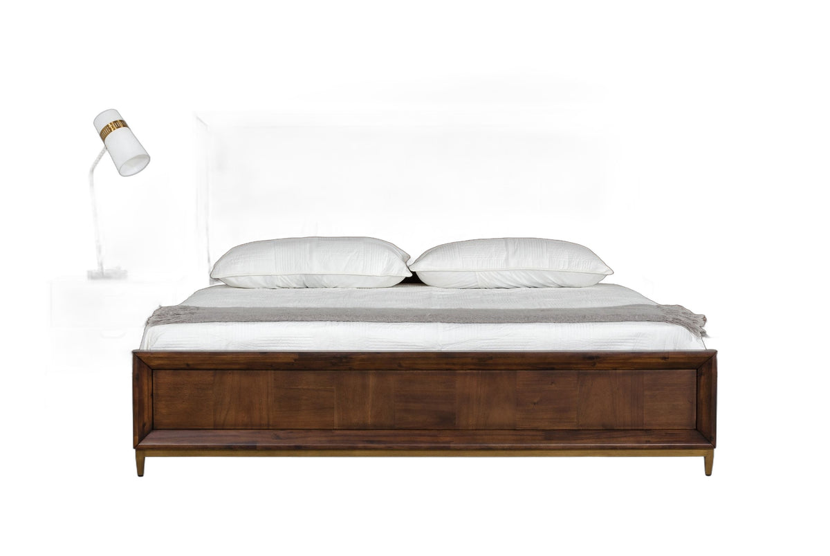 Shane - Eastern King Modern Acacia & Brass Bed