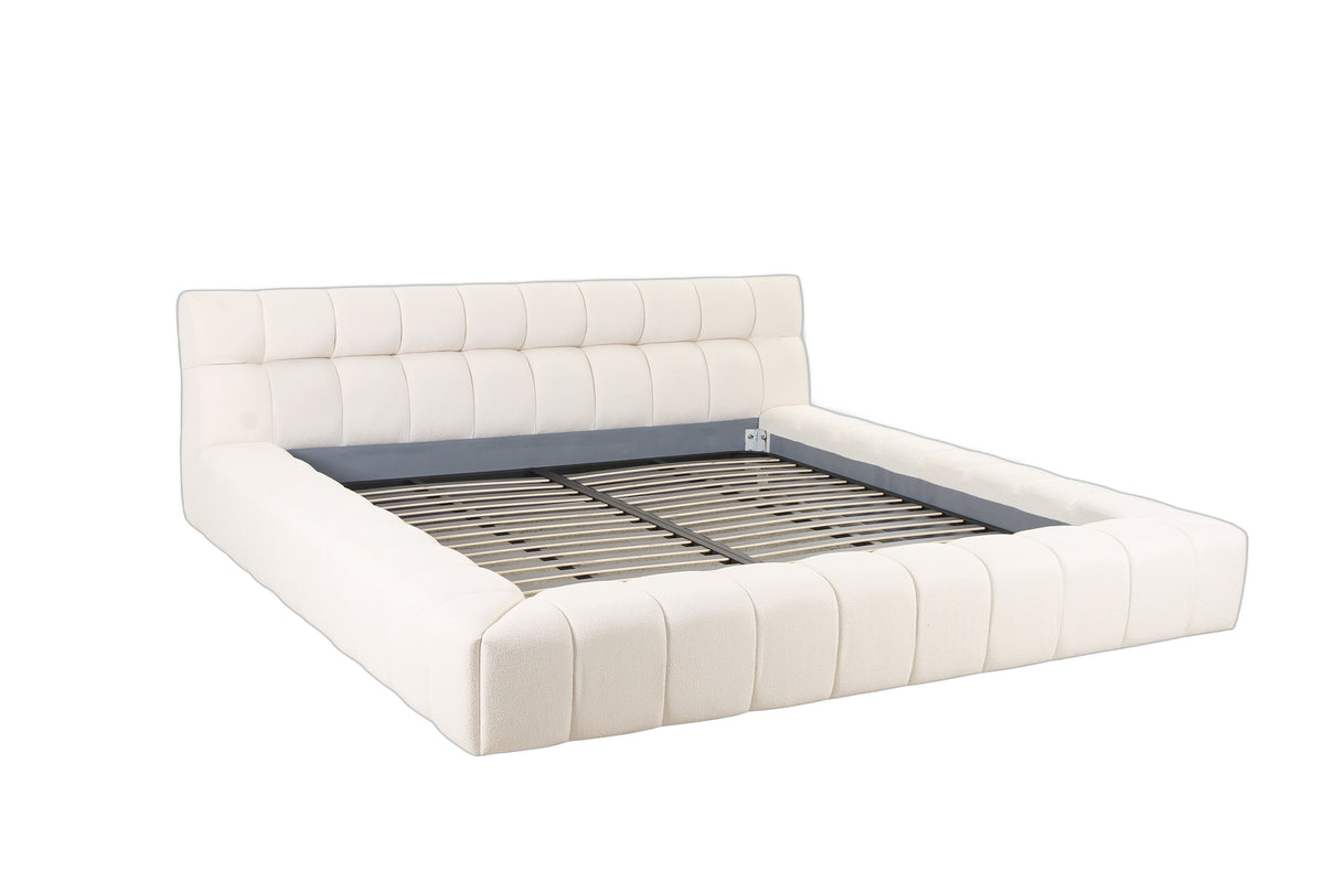 Tyree - Modern Tufted Off-White Fabric Bed-queen