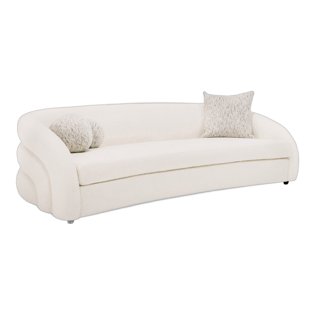 Joshua Modern 4-Seater Curved White and Taupe Fabric Sofa