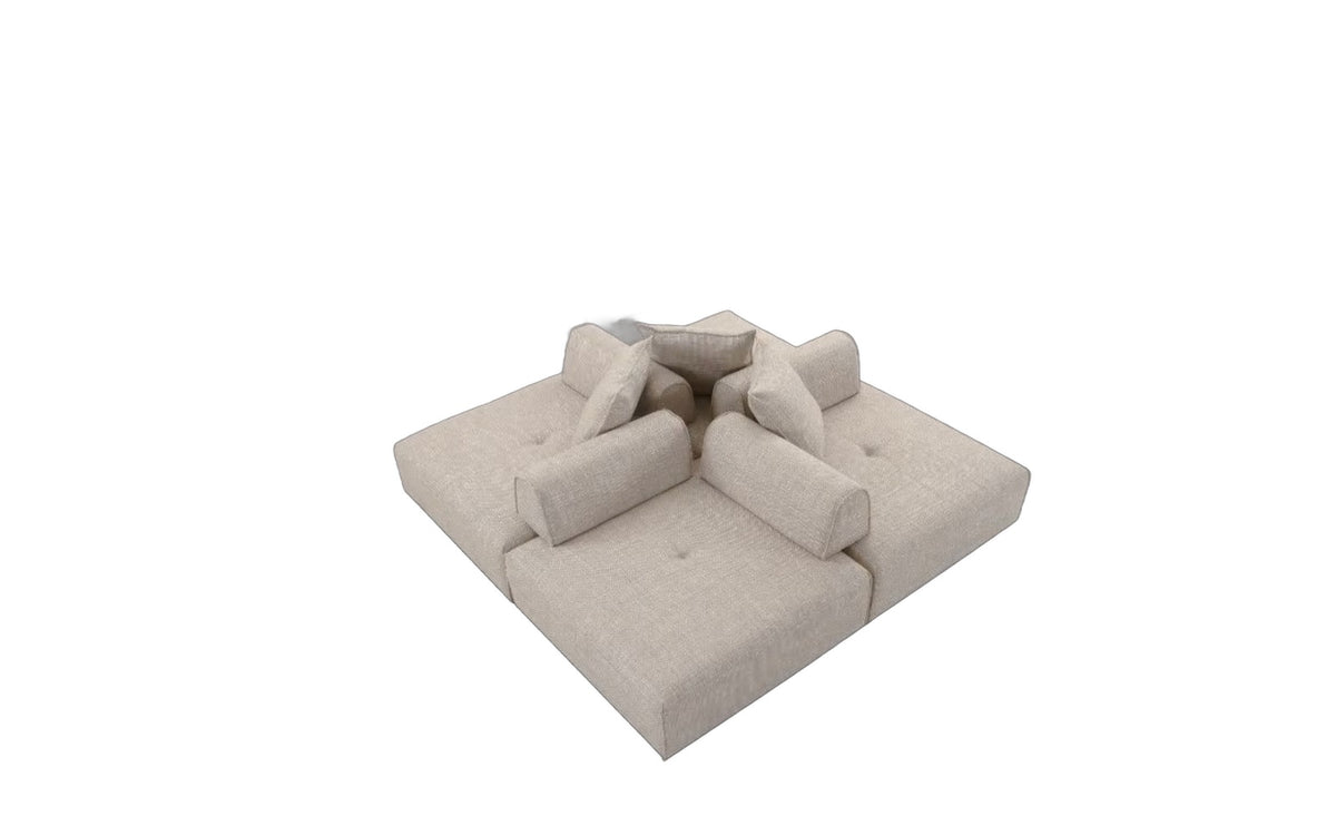 Mondo - Modern Modular Beige Fabric Armless Seat