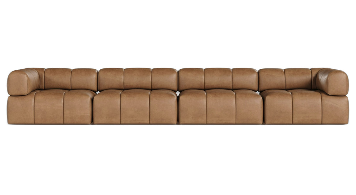 Everest - Modern Brown Leather Modular Sectional Sofa-4-Piece Sectional