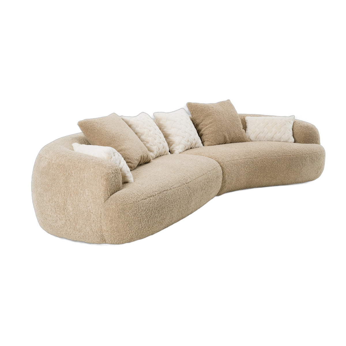 Trevor - Modern Tan Fabric Curved Sectional Sofa