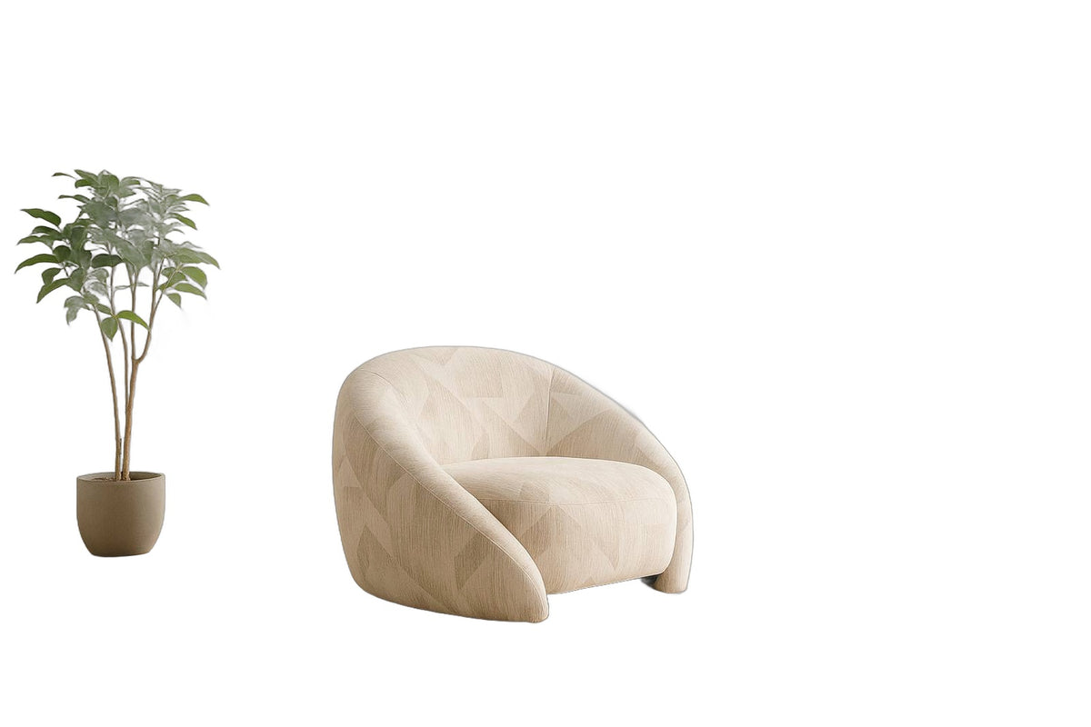 Gentle - Modern Beige Pattern Fabric Accent Chair
