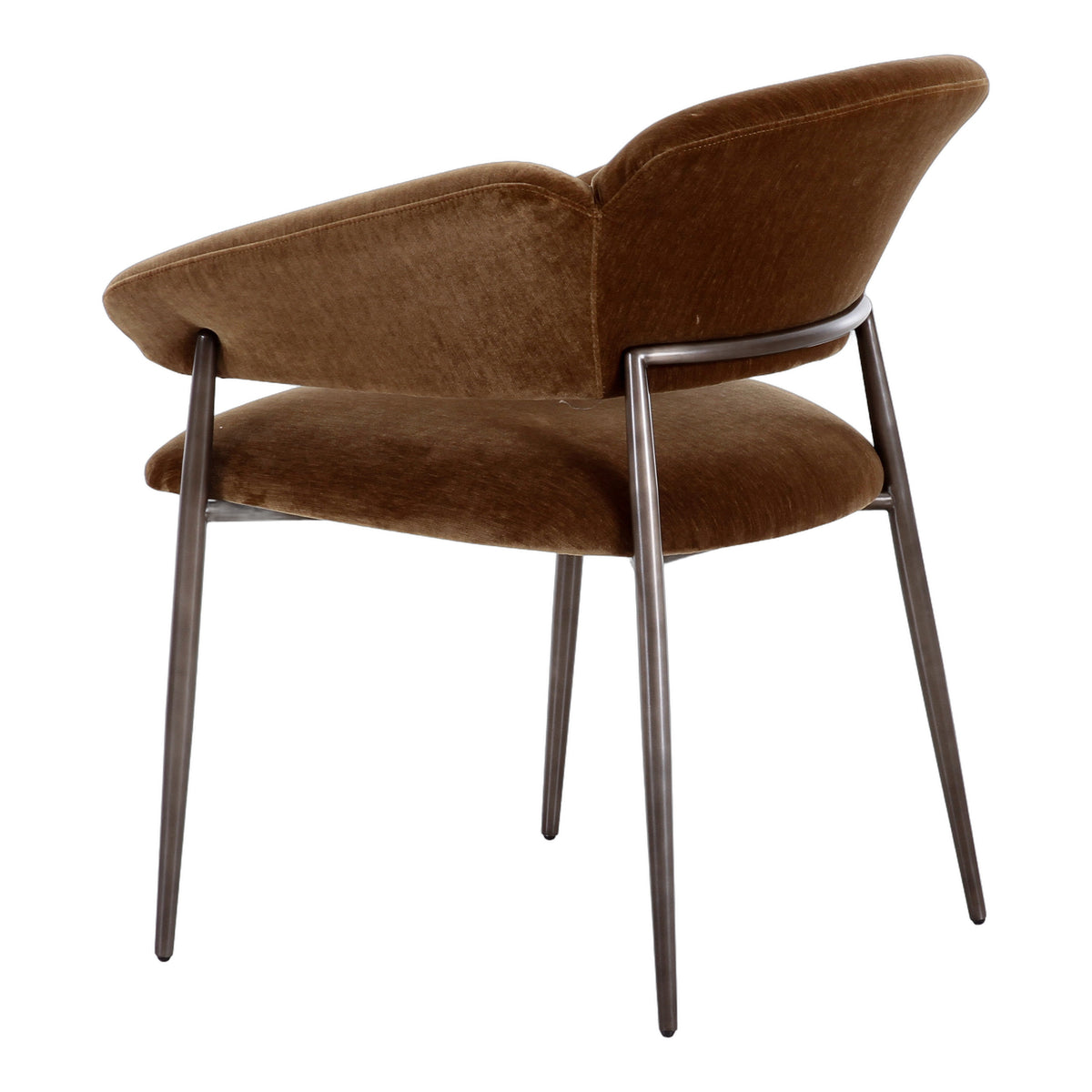 Jafar - Modern Brown Fabric - Antique Brass Dining Chair