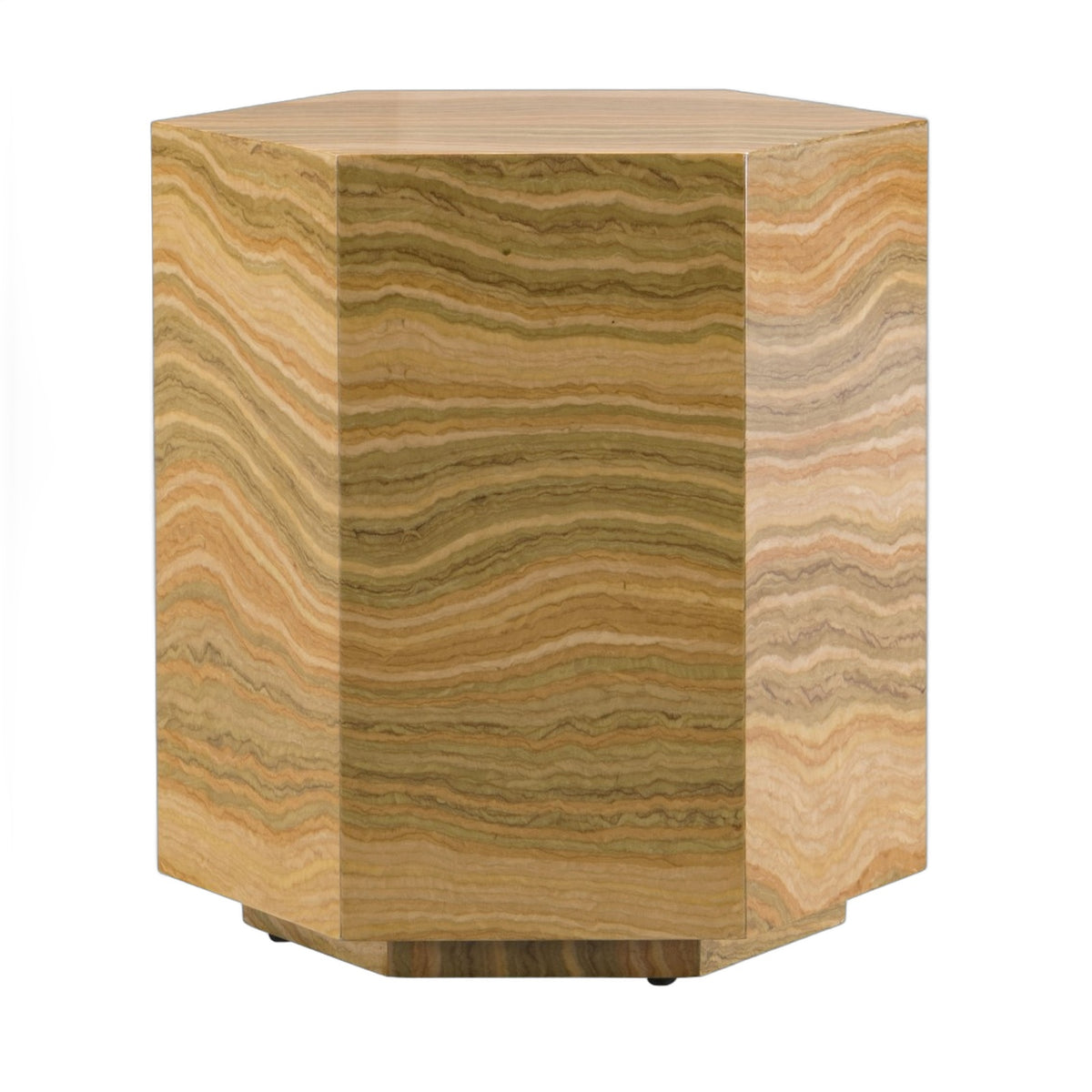 Lacuna - Glam Amber and Gold Marble End Table