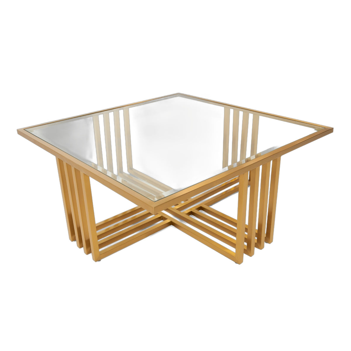Kodiak - Glam Clear Glass and Gold Glass Coffee Table
