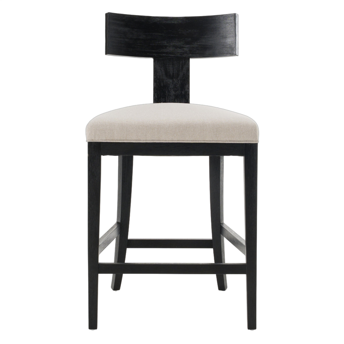Fabien - Mid-Century Modern Beige Linen + Black Walnut Counter Chair