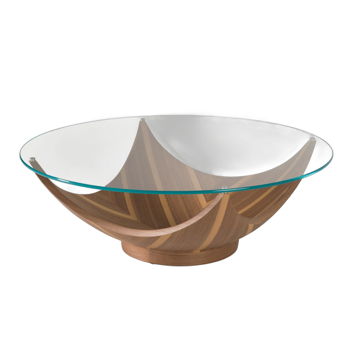 Sunrise - Contemporary Glass + Walnut Round Coffee Table