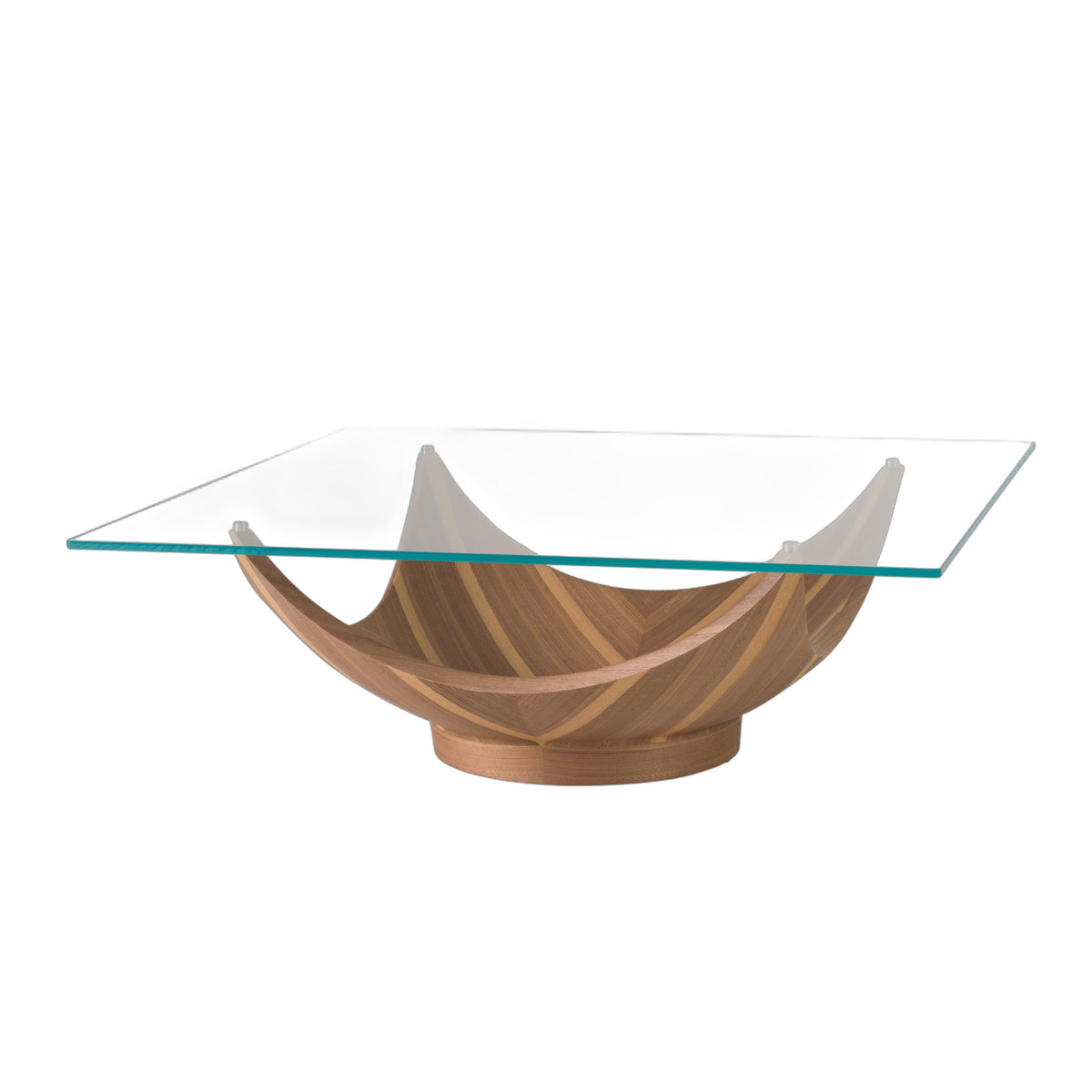 Sunrise - Contemporary Glass + Walnut Square Coffee Table