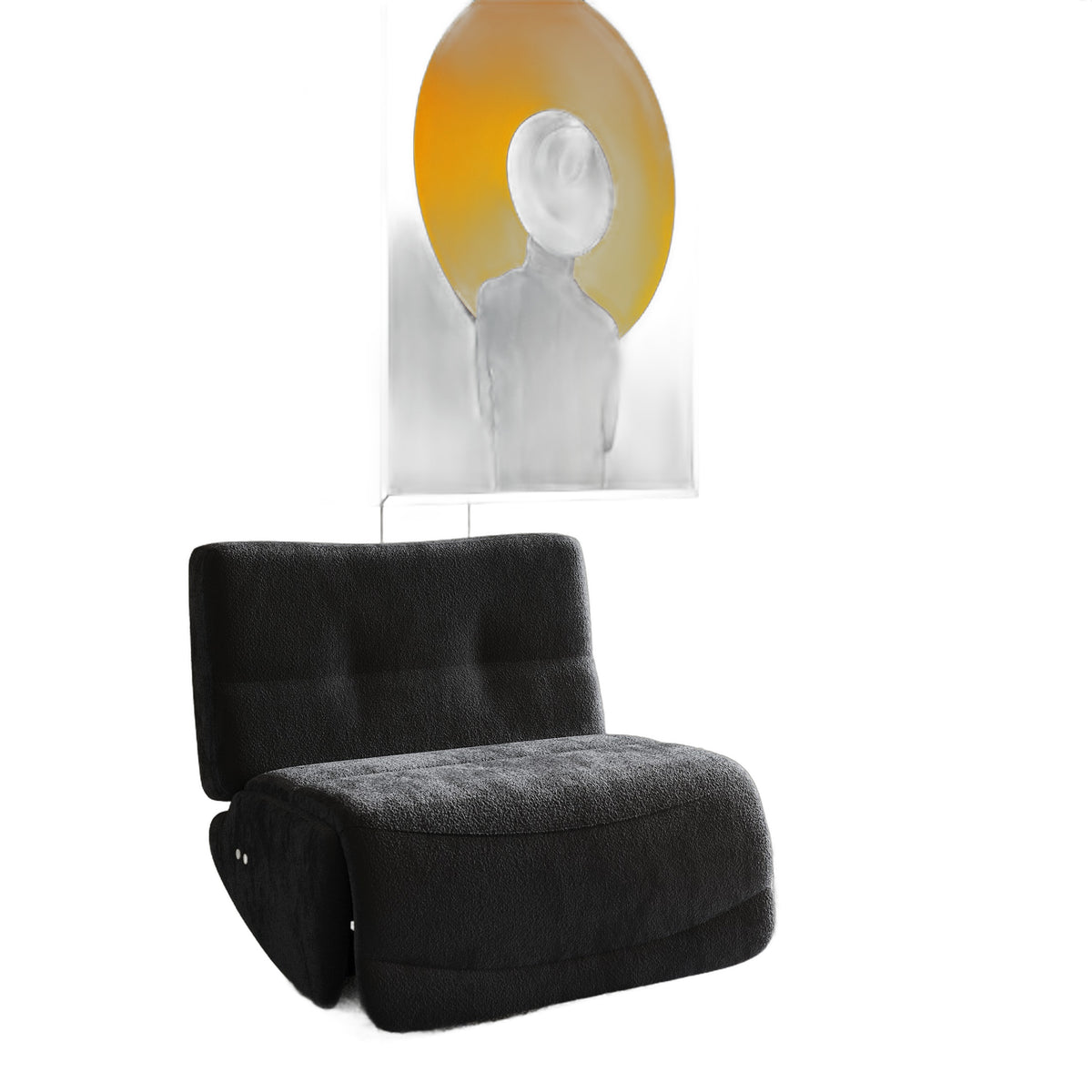 Basil - Modern Black Fabric Small Electric Recliner Chair