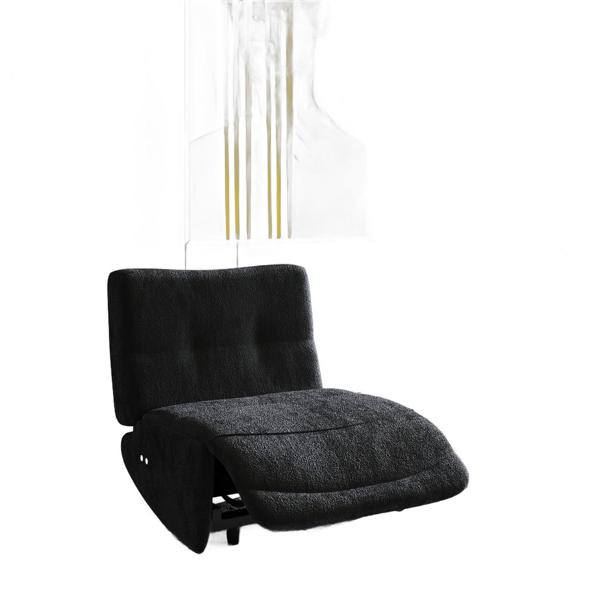 Basil - Modern Black Fabric Small Sofa With 3 Electric Recliners