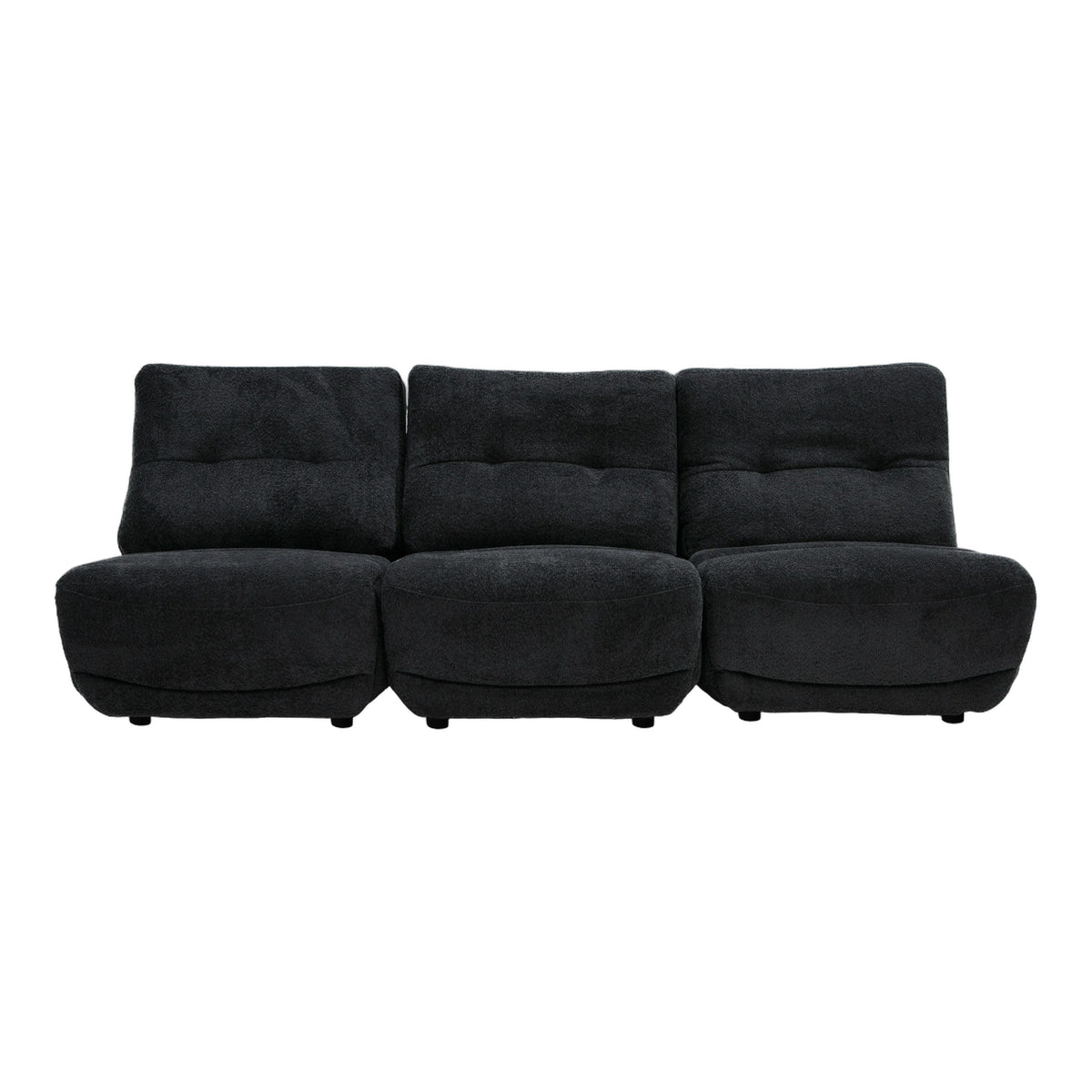 Basil - Modern Black Fabric Large Sofa With 3 Electric Recliners