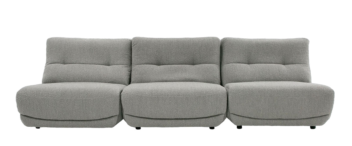 Basil - Modern Grey Fabric Large Sofa With 3 Electric Recliners