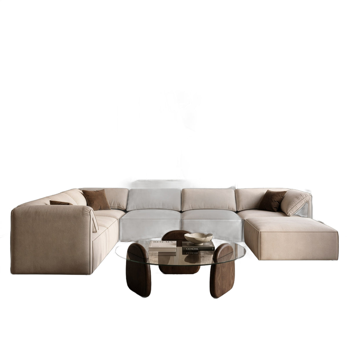Gene - Modern Light Grey Fabric Modular Sectional Sofa-7-Piece Sectional