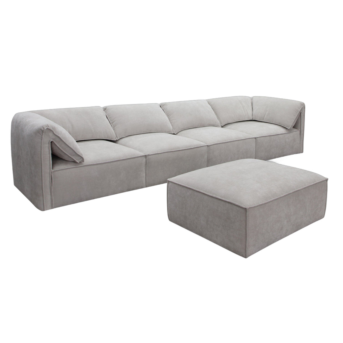 Gene - Modern Light Grey Fabric Modular Sectional Sofa