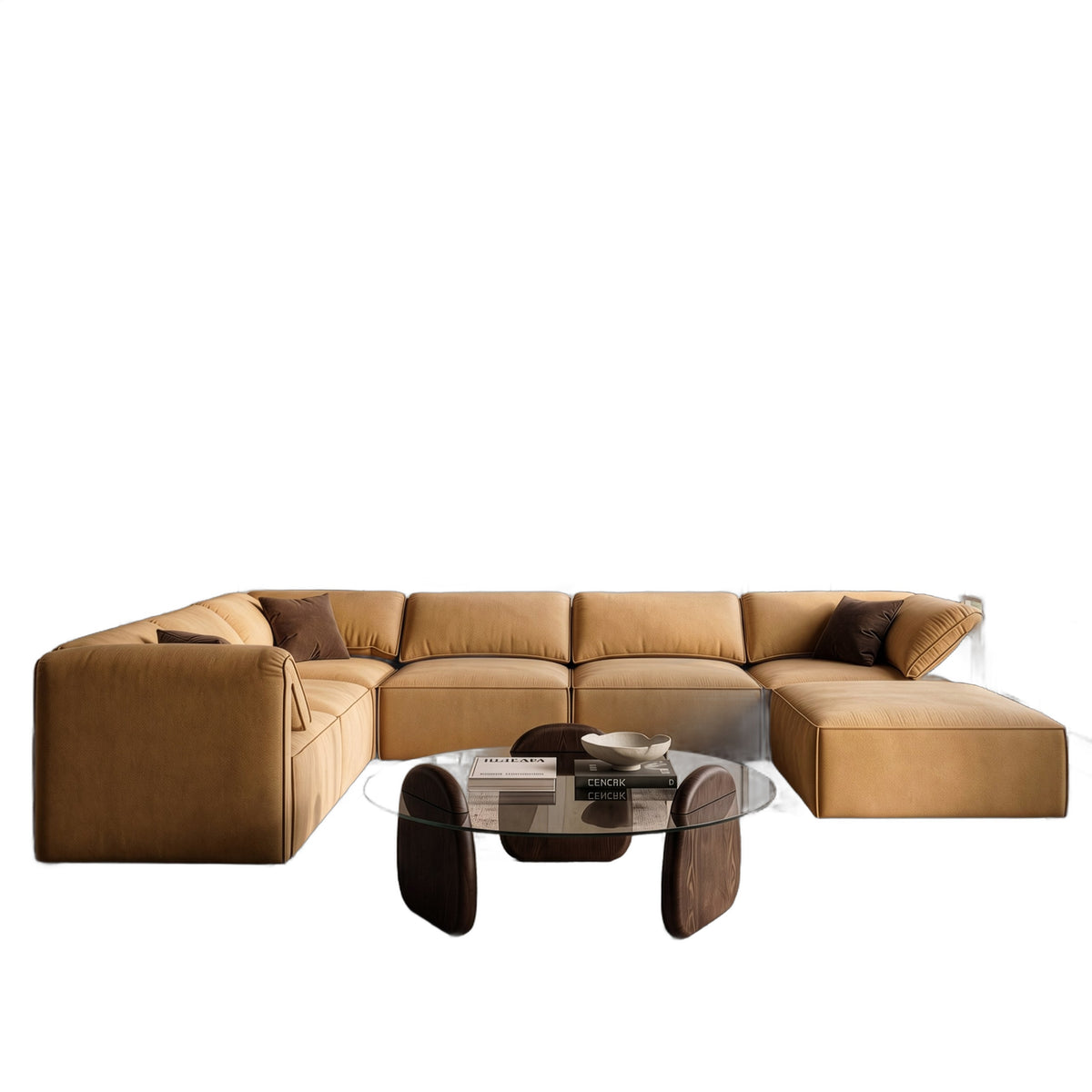 Gene - Modern Ochre Fabric 7-Piece Modular Sectional Sofa