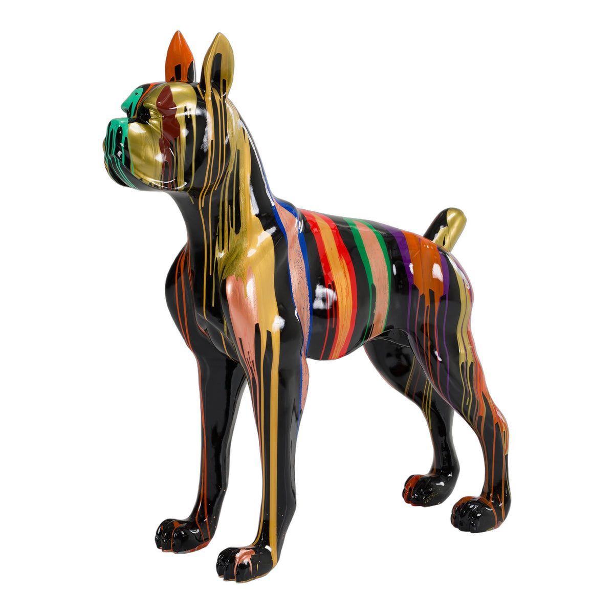 Large Dog - Black + Multi-Color Sculpture