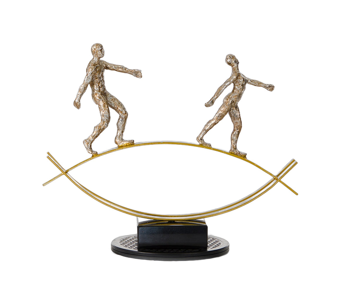 SZ0241 Modern Bronze Acrobats-Tightrope Sculpture
