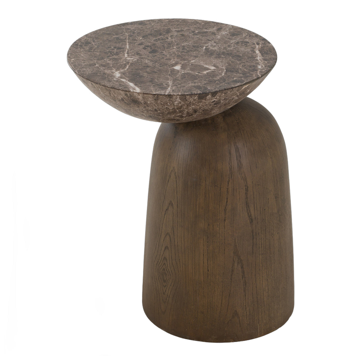 Lenin - Modern Faux Marble + Wood Texture Concrete End Table