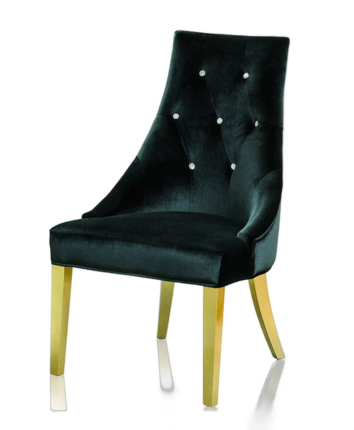 Charlotte Black Velour With Gold Legs Dining Chair