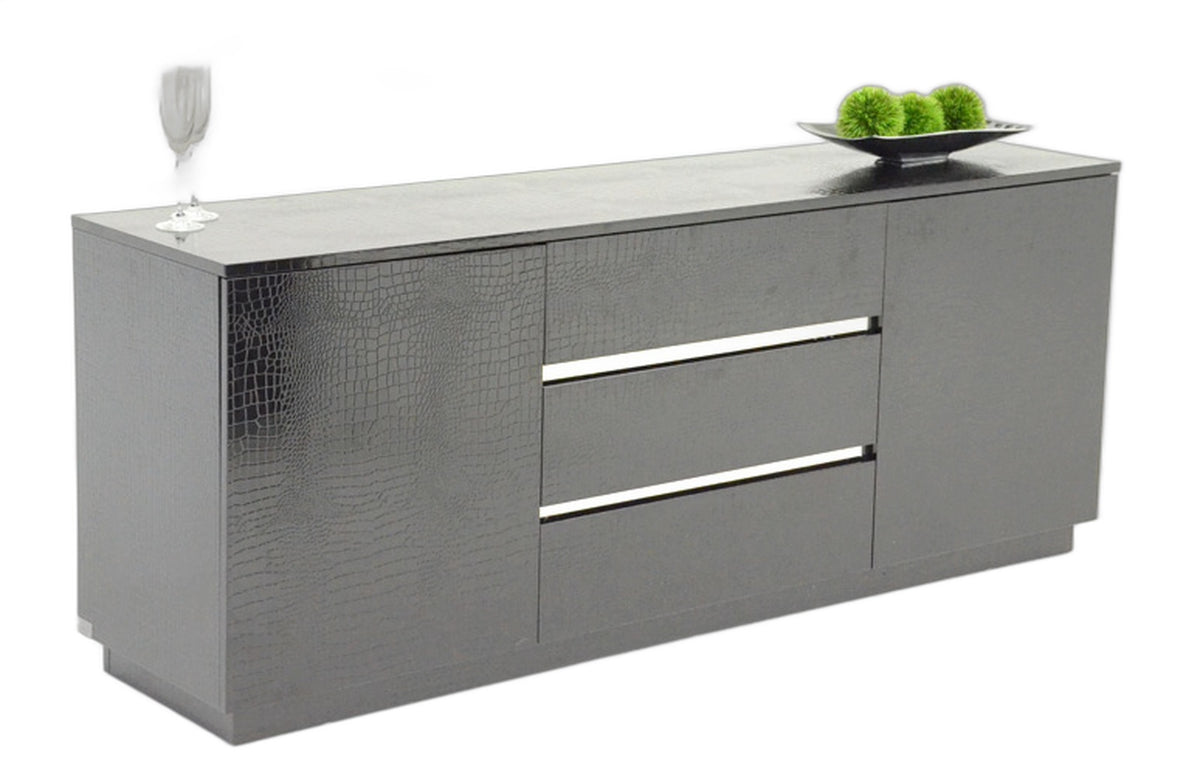 Skyline Modern Black Crocodile Lacquer Buffet