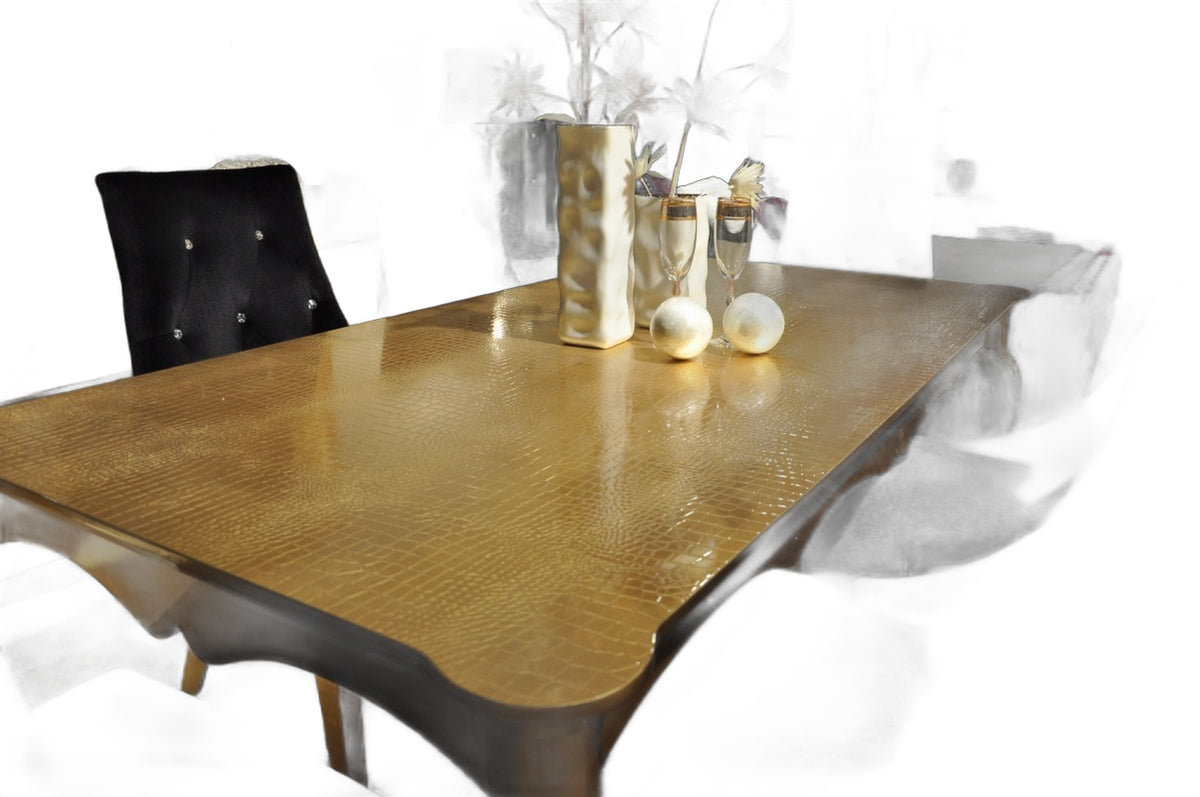 Imperial Transitional Gold Crocodile Dining Table