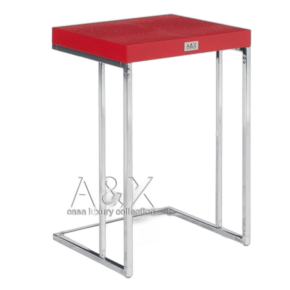 Amelia - Modern Red Crocodile Lacquer End Table Set