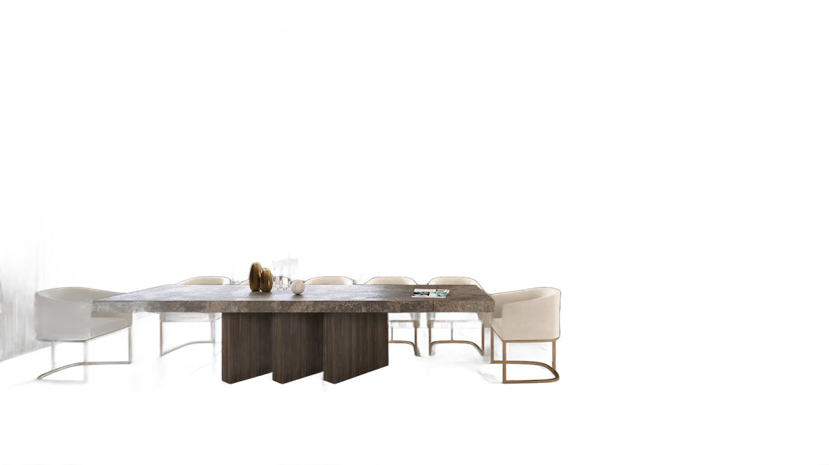 Yukon - Modern Beige Bonded and Antique Brass Dining Chair