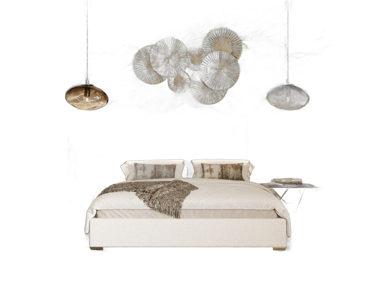 Nixa - Modern Beige Velvet + Brushed Bronze + Birch 4-Piece Bedroom Set