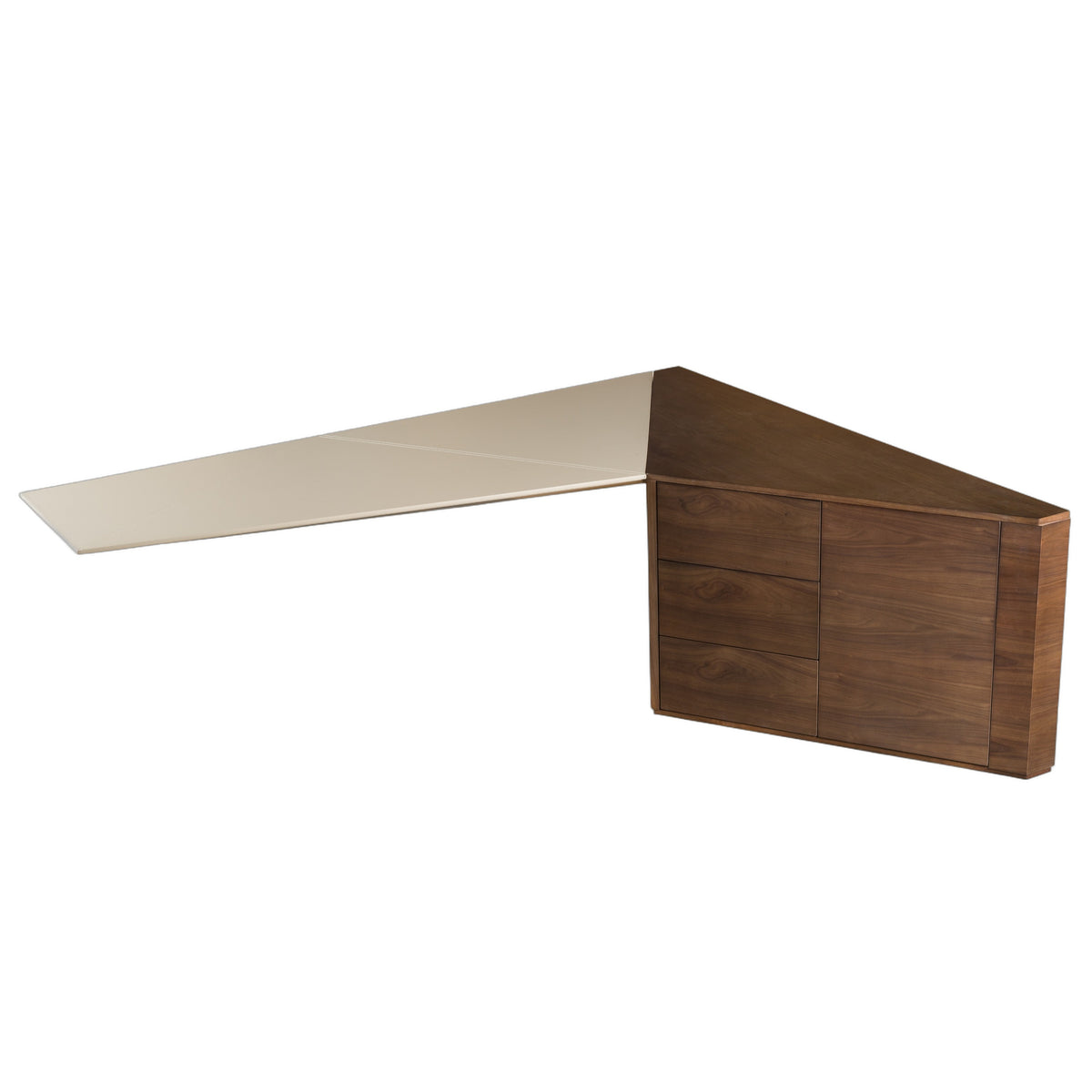 Pilot - Modern Dark Walnut + Beige Leather Desk