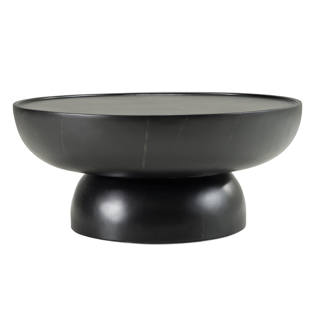 Akron - Modern Black & White Faux Marble Round Coffee Table