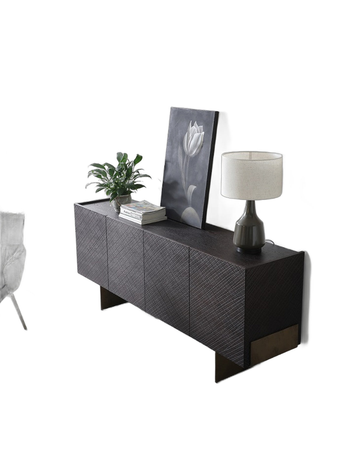 Gerald- Modern Brown Ash and Antique Cooper Buffet