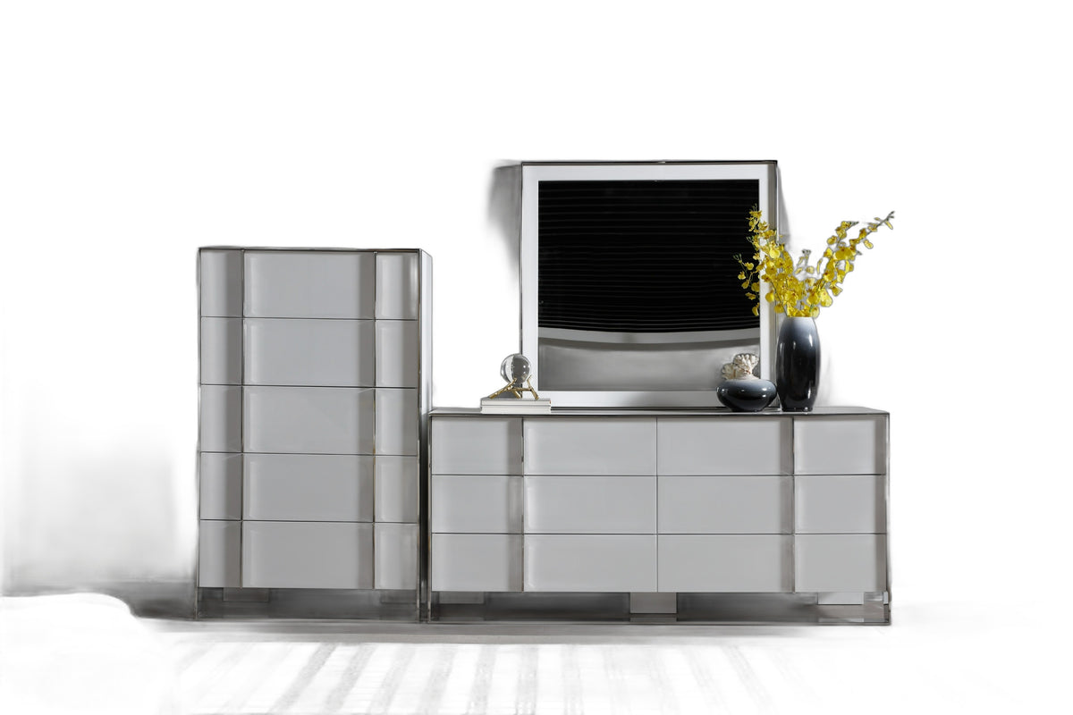 Cartier - Modern White & Stainless Steel Mirror