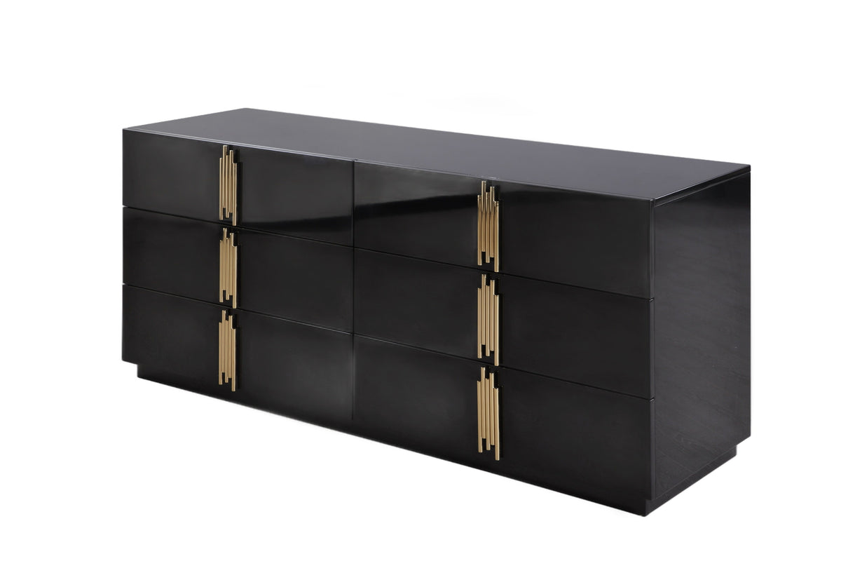 Token - Modern Black + Gold Wide Dresser