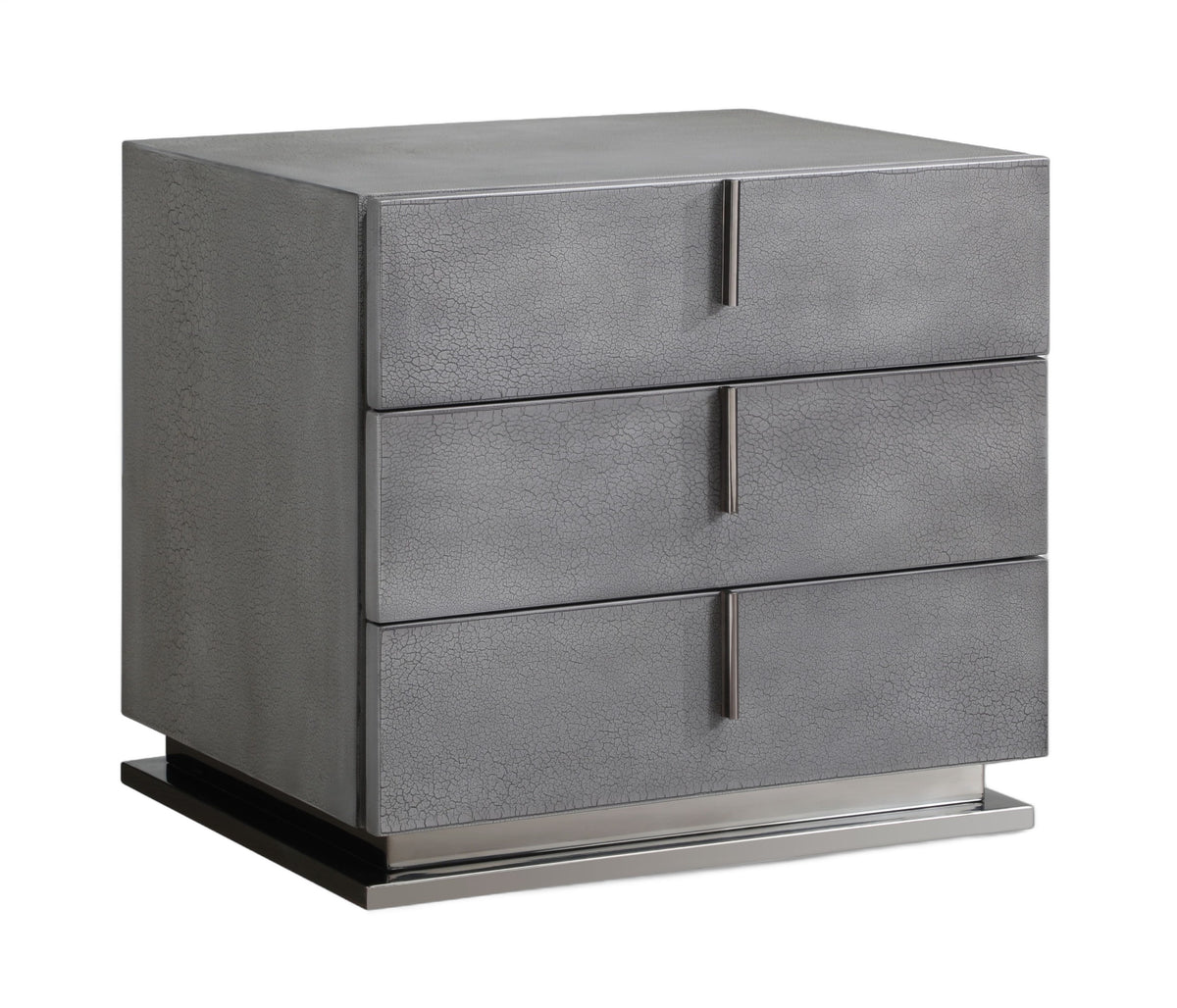 Buckley Modern Cracked Grey 3-Drawer Nightstand