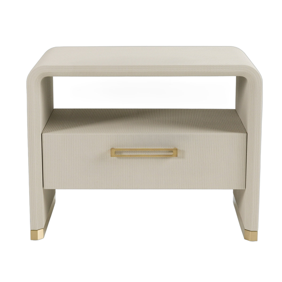 Florence - Modern Beige Leatherette + Gold Nightstand