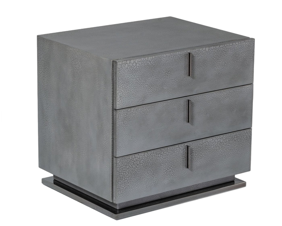 Buckley - Modern Grey & Black Stainless Steel Bed w/ Nightstands