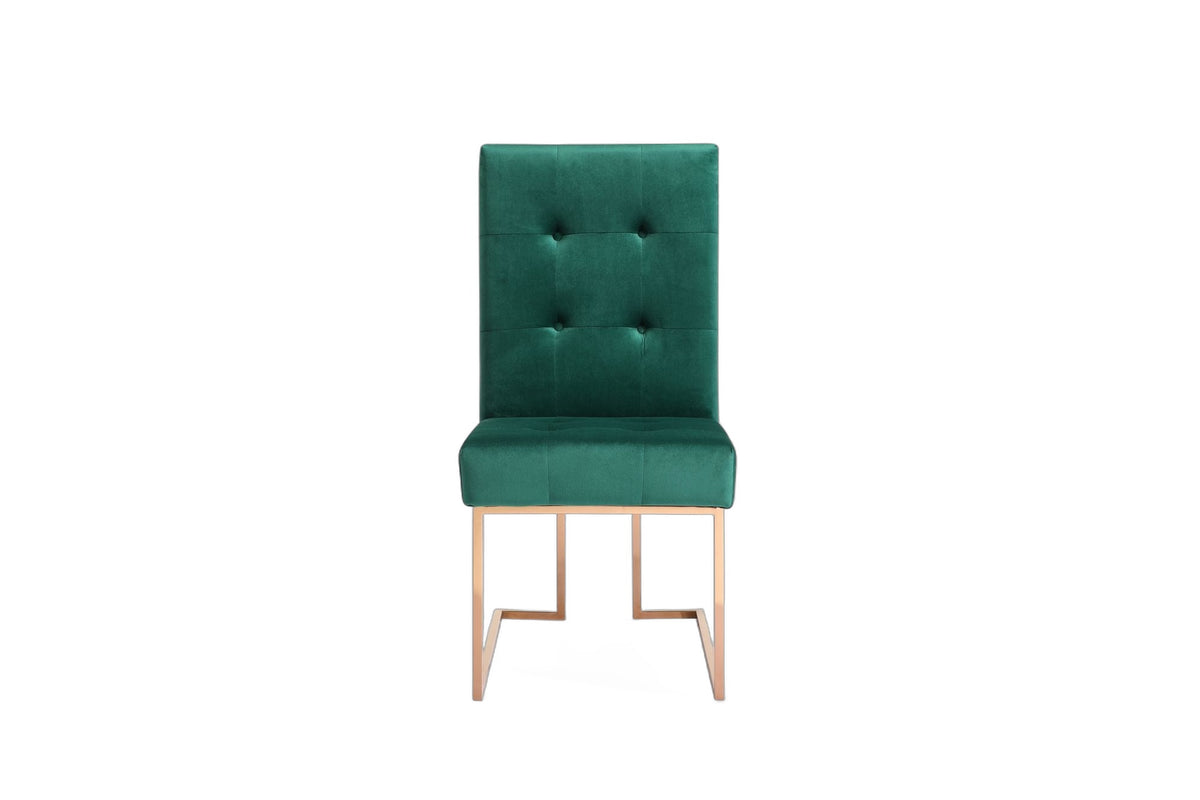 Legend Modern Green Velvet & Rosegold Dining Chair (Set of 2)