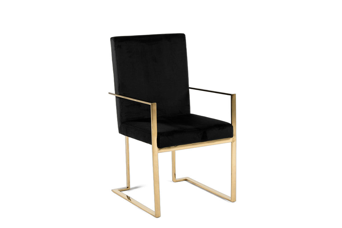 Fowler - Modern Black Velvet Dining Chair