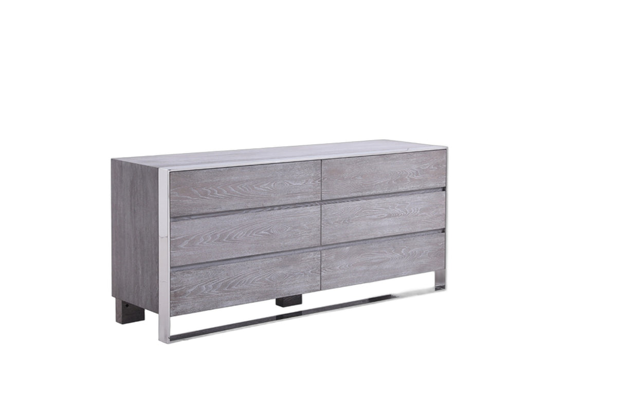 Arlene Modern Grey Elm & Stainless Steel Bedroom Set